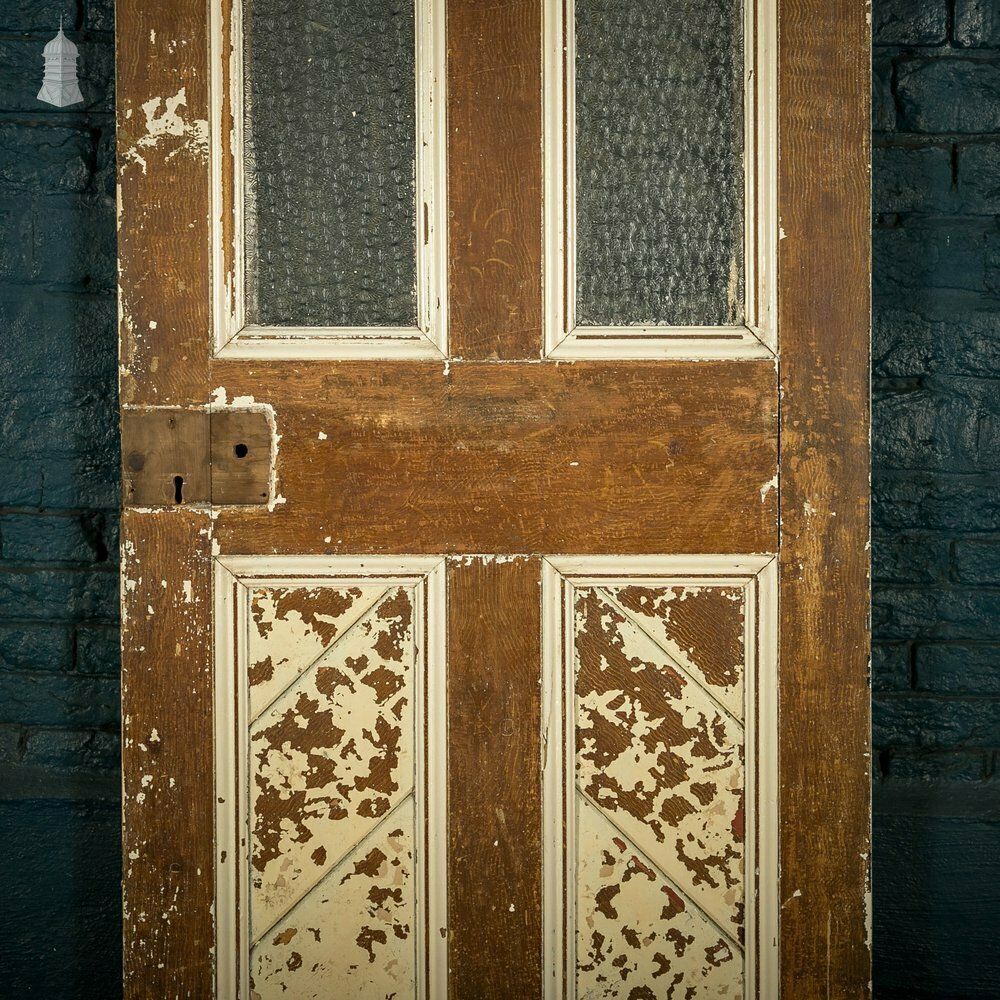 photo vinterior Half Glazed Door, Panelled Pine With ‘Muranese’ Style Textured Glass