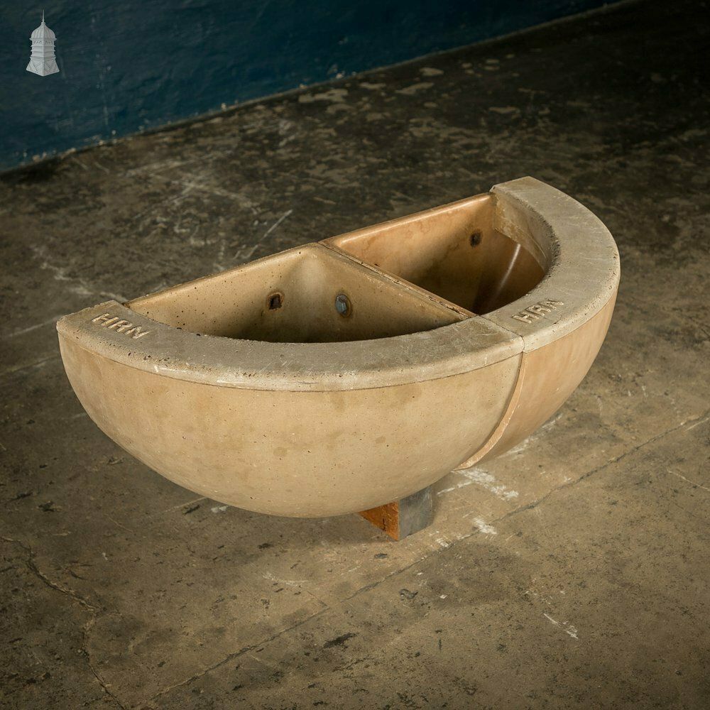 Concrete Corner Mangers, Pair Of Trough Feeders Reclaimed From St Johns Barracks, London. Joined Together To Create A Semi Circle Planter photo furniture