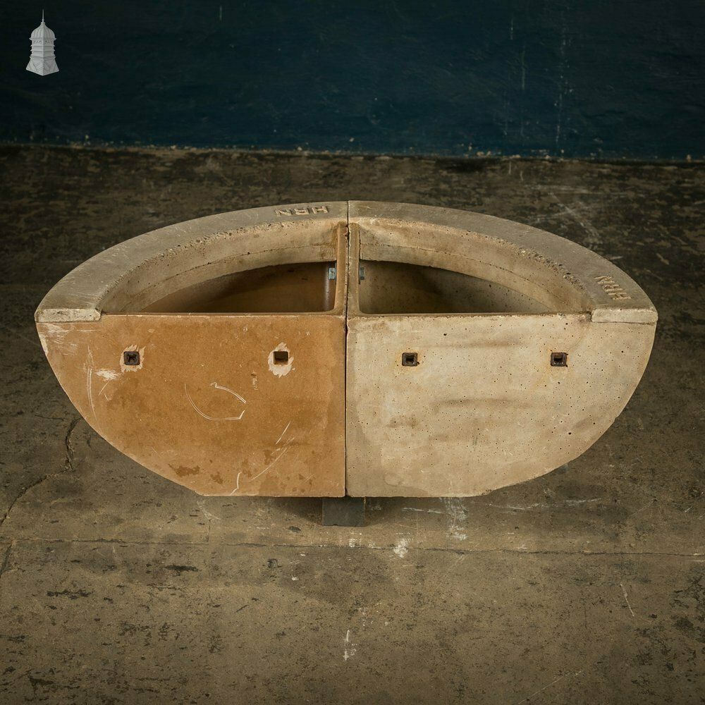 Concrete Corner Mangers, Pair Of Trough Feeders Reclaimed From St Johns Barracks, London. Joined Together To Create A Semi Circle Planter photo buy