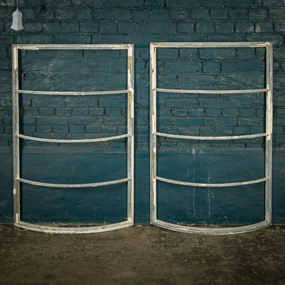 Curved Aluminium Window Frames, Pair Of Metal Windows