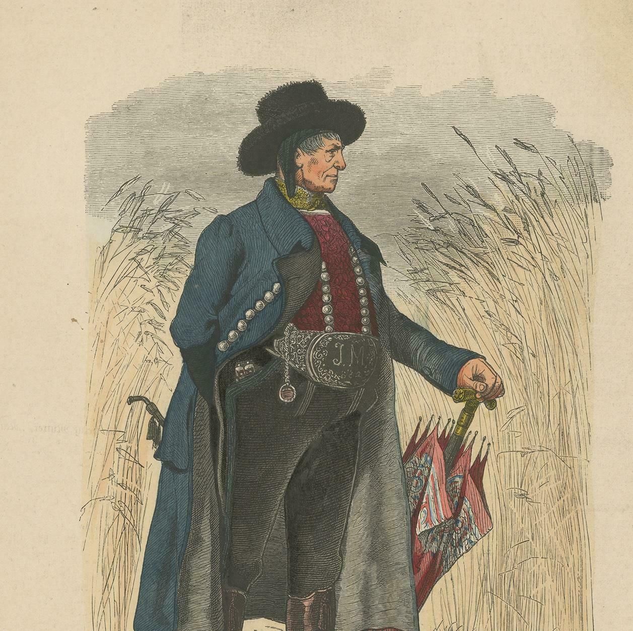 Antique Print Of A Farmer From The Region Of Traunkreis, Austria, Circa 1880 photo for sale