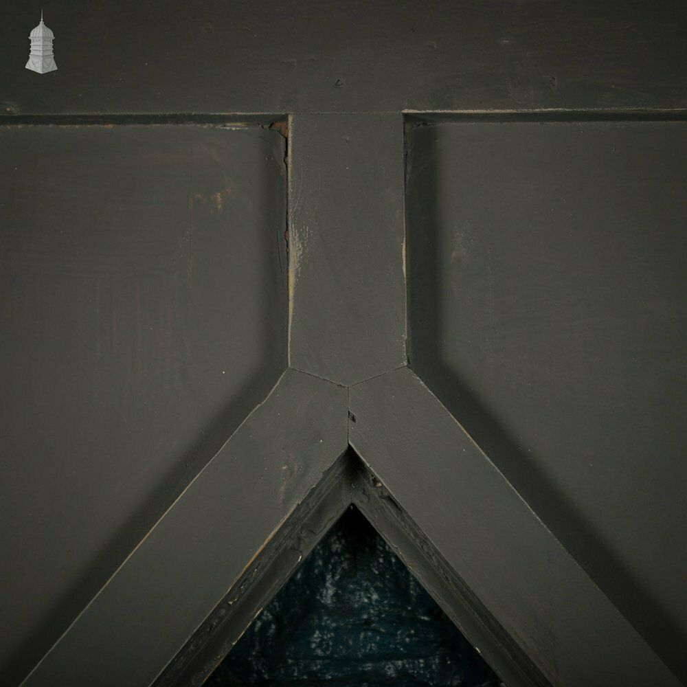 456.0 Pine Door With Window, Victorian With Moldings And Grey Painted Finish photo
