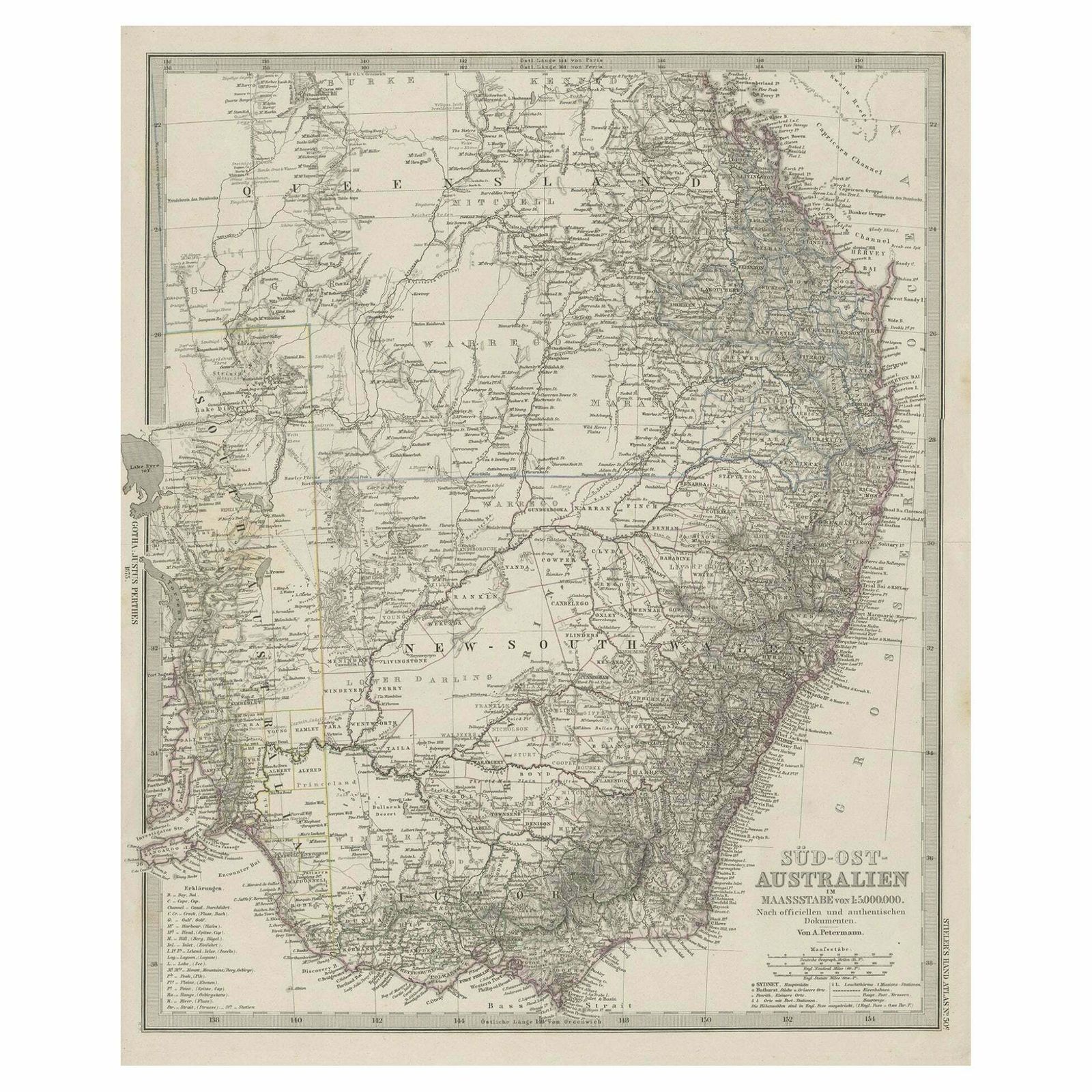 Antique Engraved Map Of South East Australia From A German Atlas, 1848