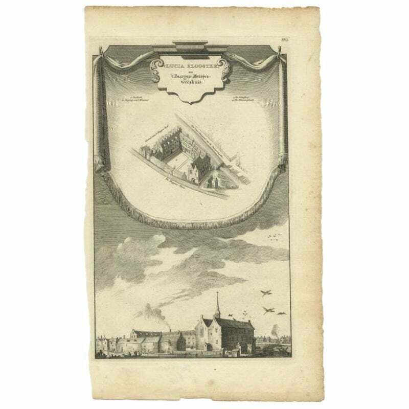 Antique Print Of The Lucia Monastery By Wagenaar, C.1760