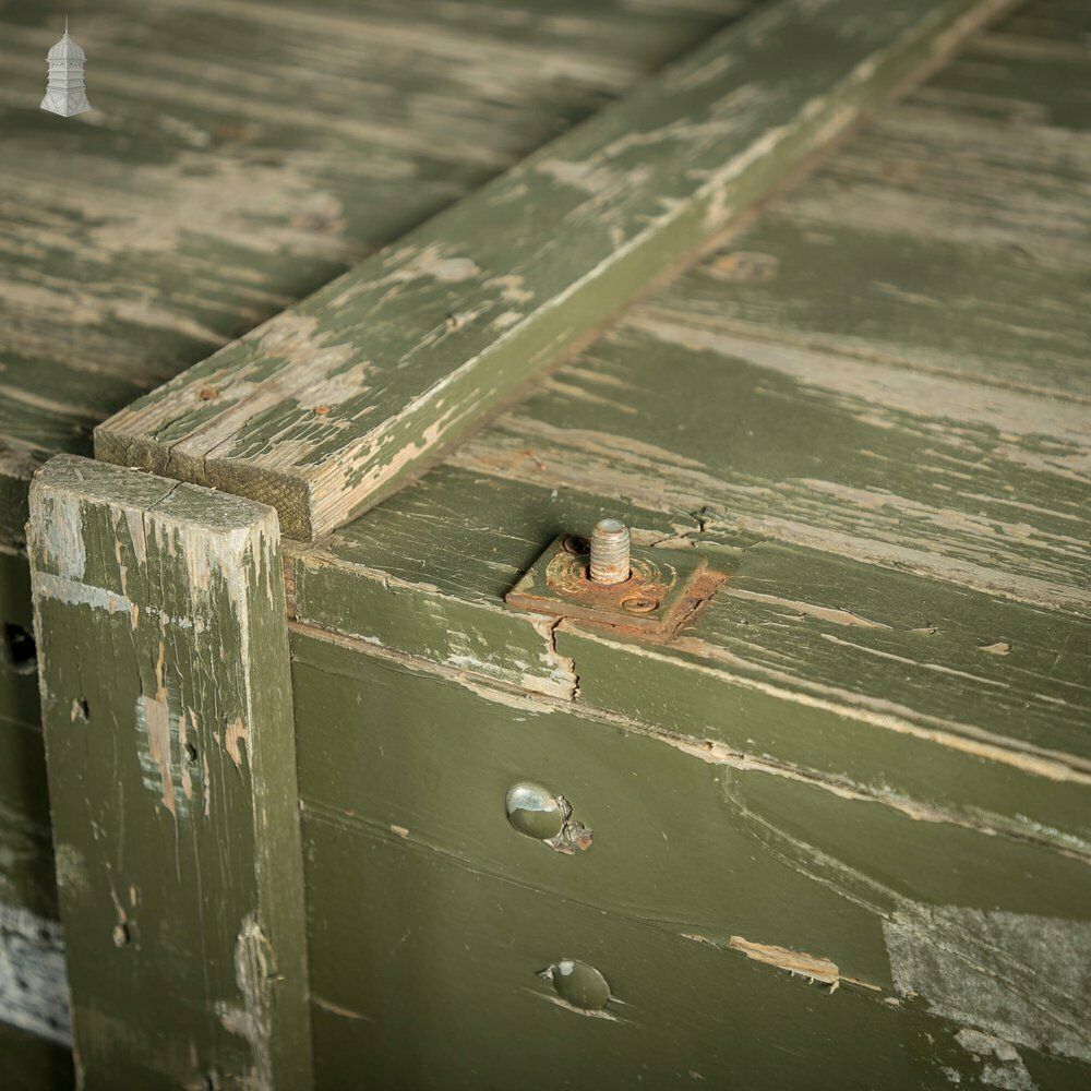 photo buy Military Shipping Crates, Pair Of Green Painted Wooden Aircraft Part Shipping Boxes Reclaimed From A Norfolk Raf Base
