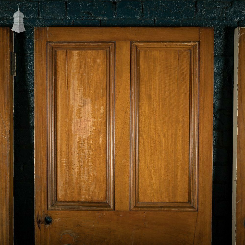 Mahogany Paneled Doors, Set Of 3 19th C Hardwood, Gunstock, 4 Panel Doors photo vinterior