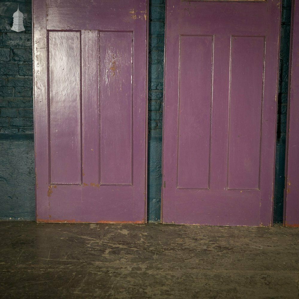 Half Glazed Doors Batch Of 4 Purple Painted Doors Fitted With  Cathedral Style  Textured Glass photo 720.0