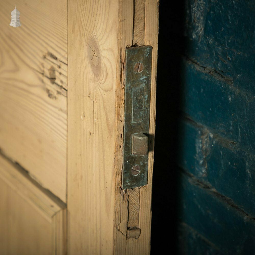 Glazed Pine Door, Moulded Panelled Door With Glazed Top Panel photo vintage