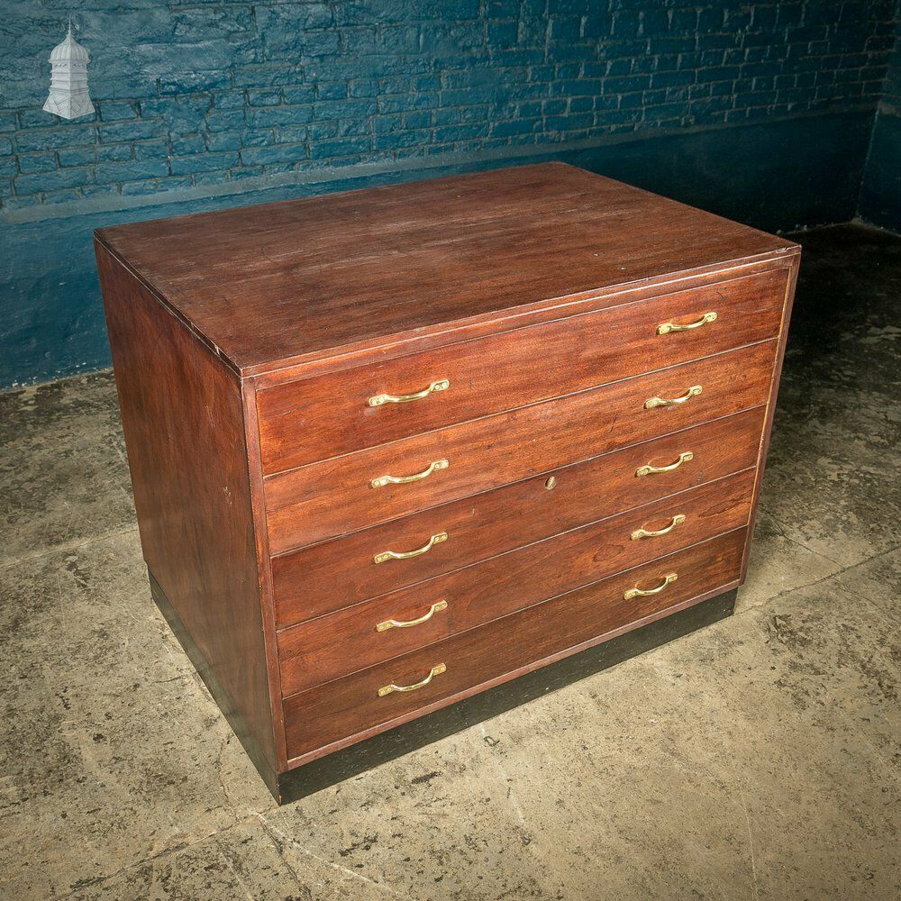 Plans Chest Drawers Dark Mahogany Finish With Brass Handles photo for sale