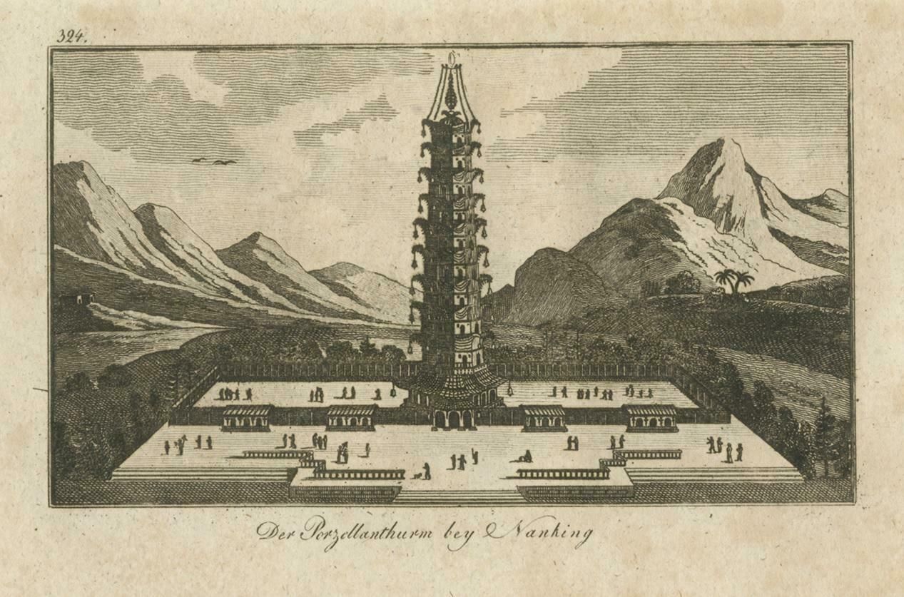 Antique Print Of The Porcelain Tower Of Nanjing, Circa 1840 photo furniture