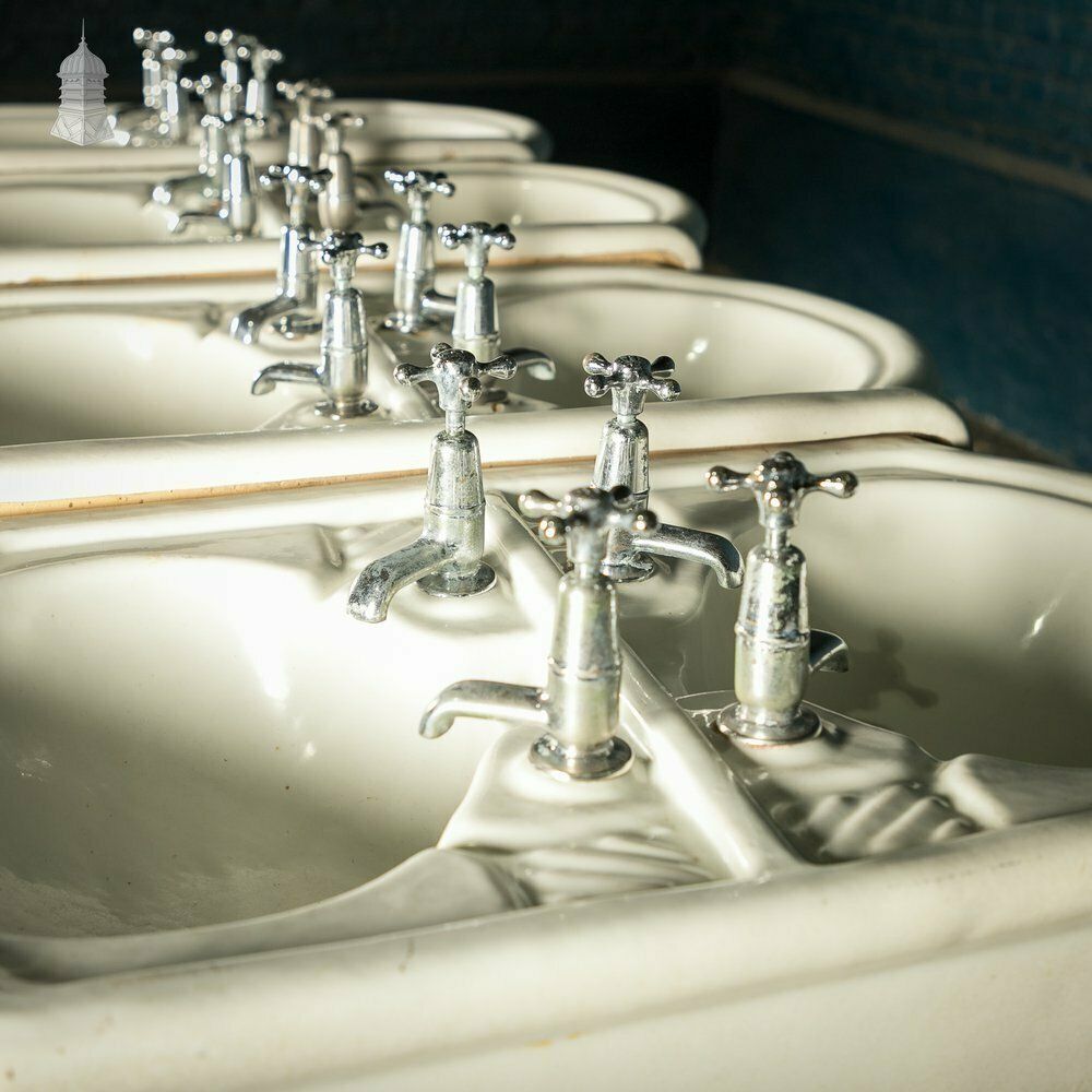 Communal Washroom Sinks, Original Edwardian Eight Basin Arrangement On Cast Iron Stand photo Garden Decor