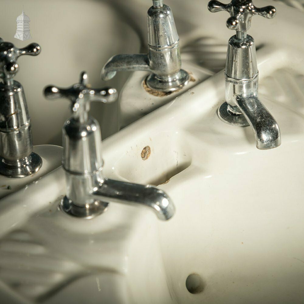 photo for sale Communal Washroom Sinks, Original Edwardian Eight Basin Arrangement On Cast Iron Stand