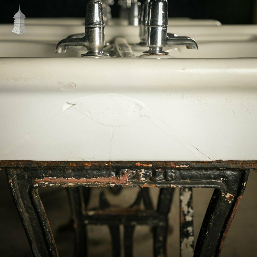 4560.0 Communal Washroom Sinks, Original Edwardian Eight Basin Arrangement On Cast Iron Stand photo