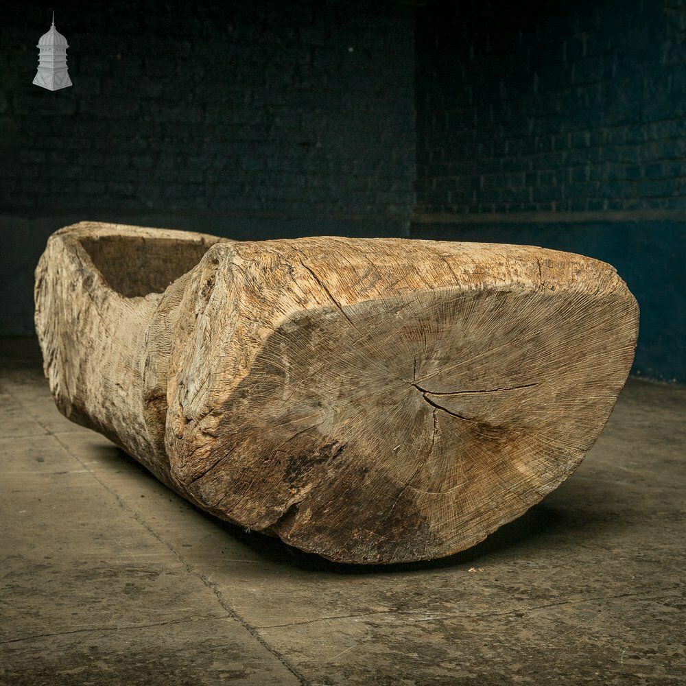 photo for sale Ancient Oak Trough, Hand Carved, Believed To Be English, Salvaged From A North Norfolk Pub