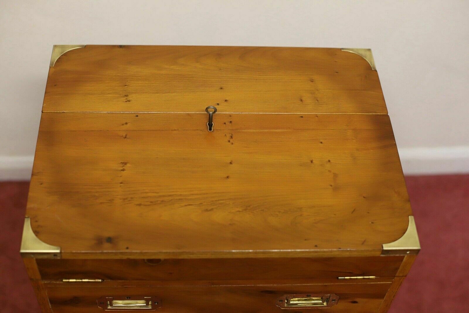 Beautiful Yew And Brass Military Secretary Campaign Chest photo vintage