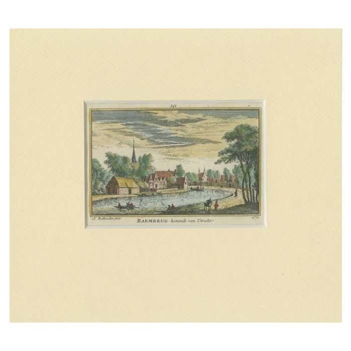 Antique Print Of The Village Of Baambrugge By Rademaker, C.1730