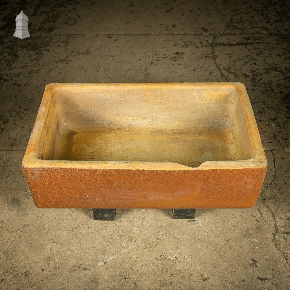 Trough Sink Planter, Worn Salt Glaze, Stamped ‘Hurlford By Kilmarnock’ photo for sale