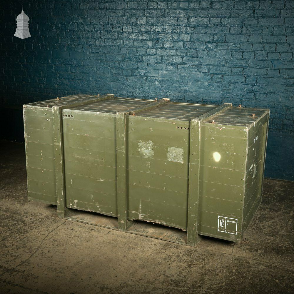 Large Green Painted Aircraft Parts Shipping Crate Reclaimed From A Norfolk Raf Base