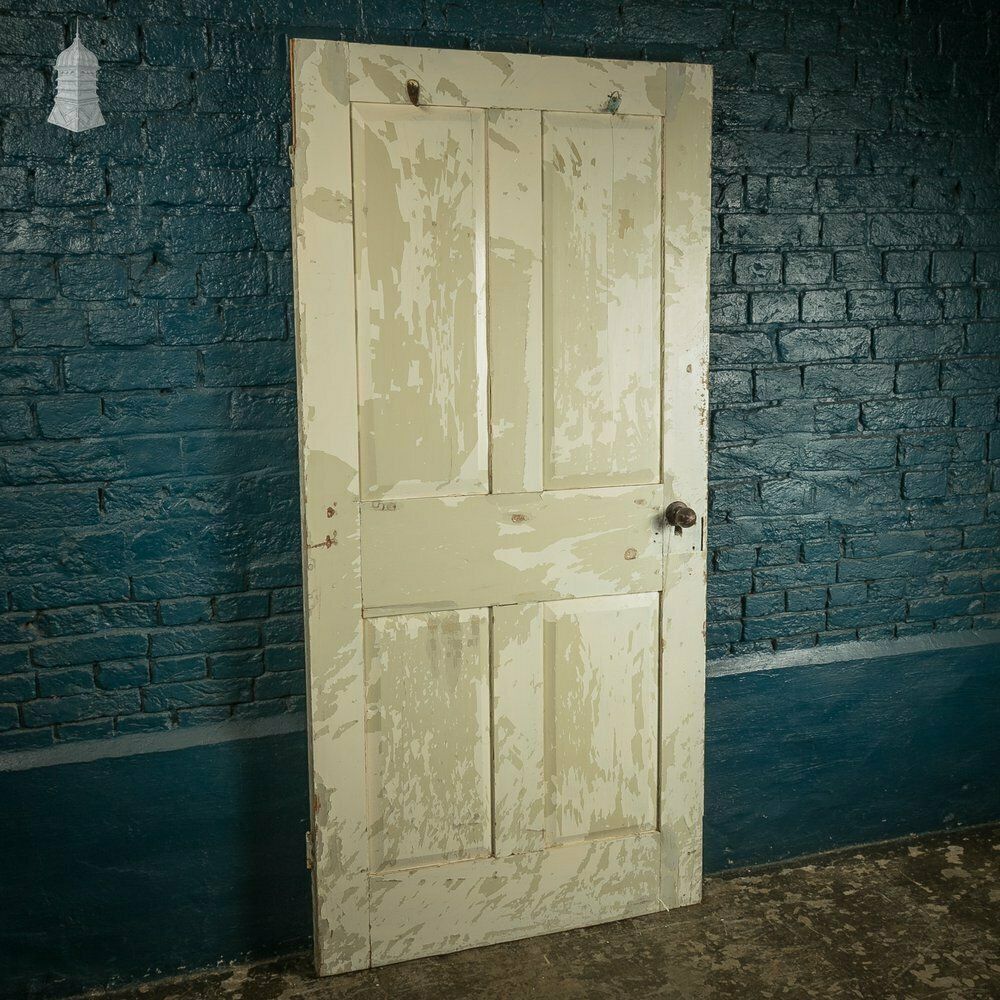 Paneled Internal Door, Pink And Cream Painted Victorian Pine, 4 Panel photo 300.0