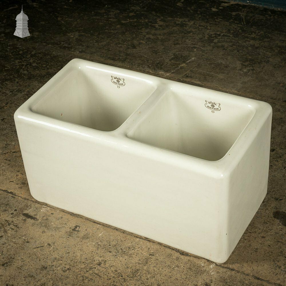 19th C Royal Doulton Double Laundry Sink photo for sale