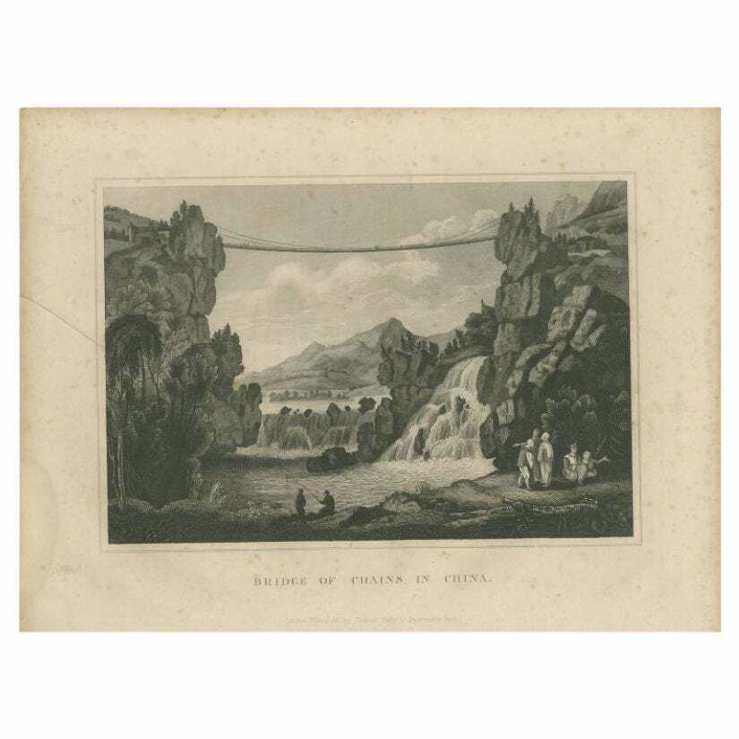 Antique Print Of The Luding Bridge By Kelly, C.1850
