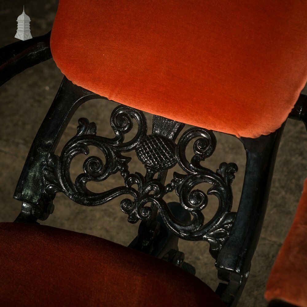 19th C Cast Iron Reclining Barbers Chair With Removable Head Rest photo Furniture