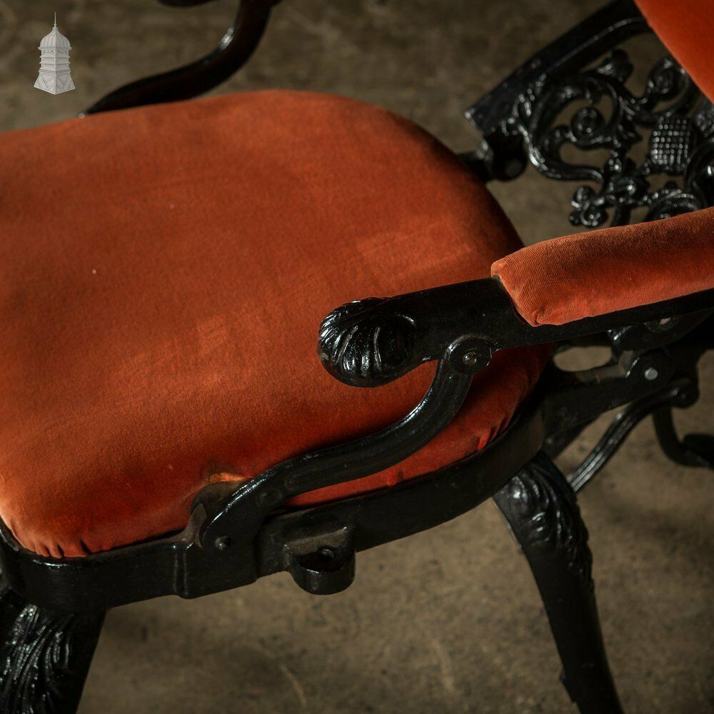 photo furniture 19th C Cast Iron Reclining Barbers Chair With Removable Head Rest