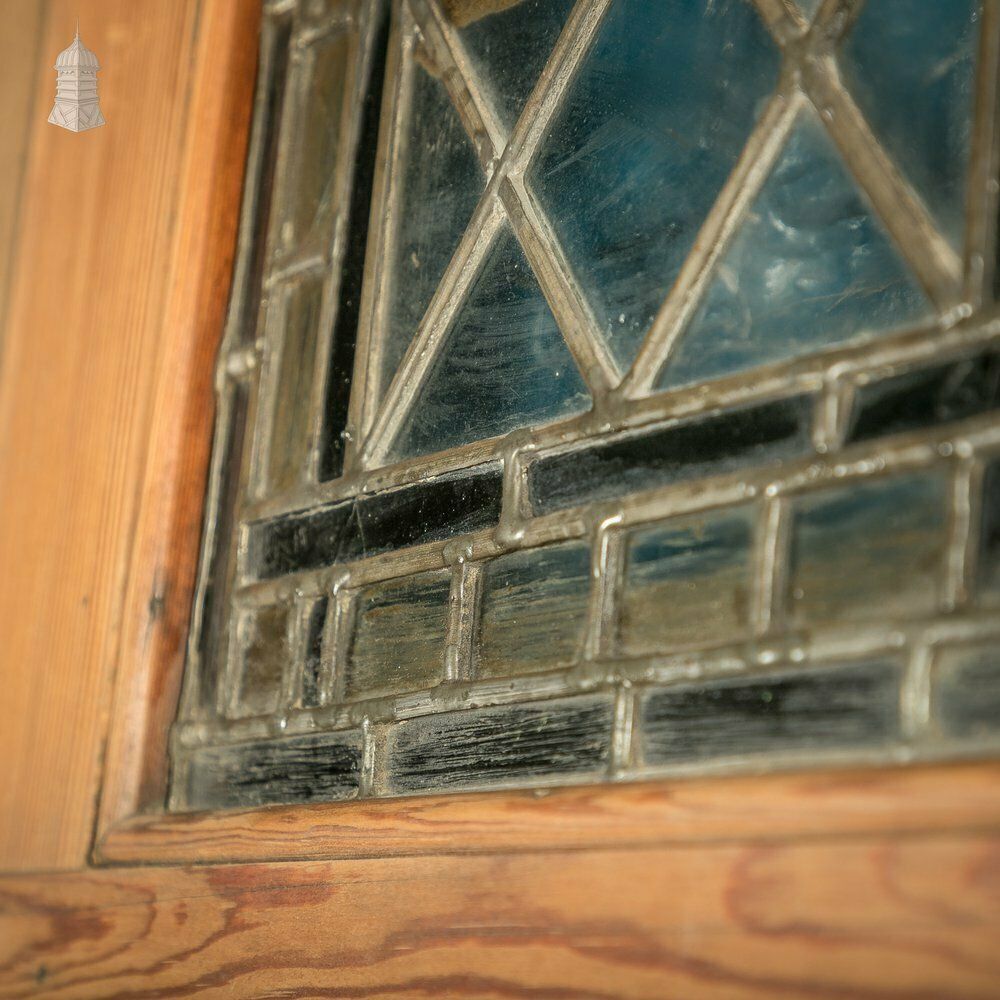 Pitch Pine Paneled Door With Leaded Glass Window, Victorian photo buy