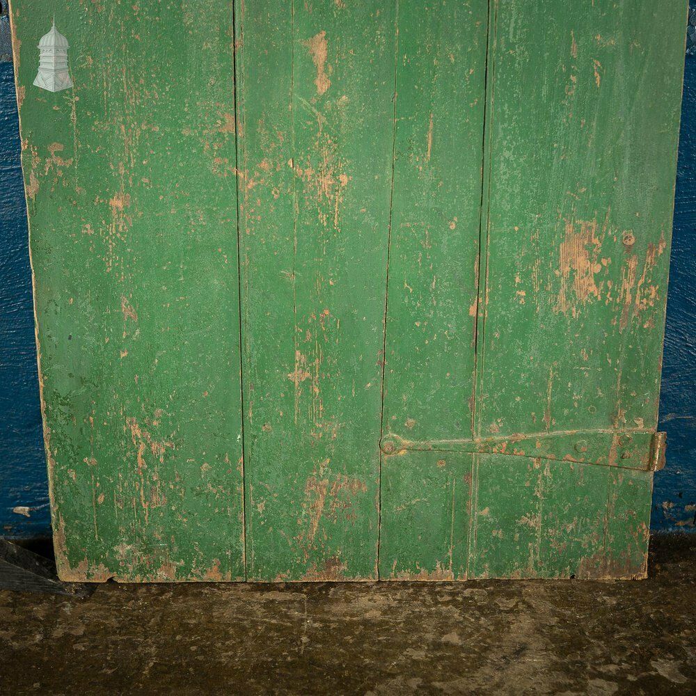 Small Georgian Green Painted Ledged And Braced Cottage Door photo vintage