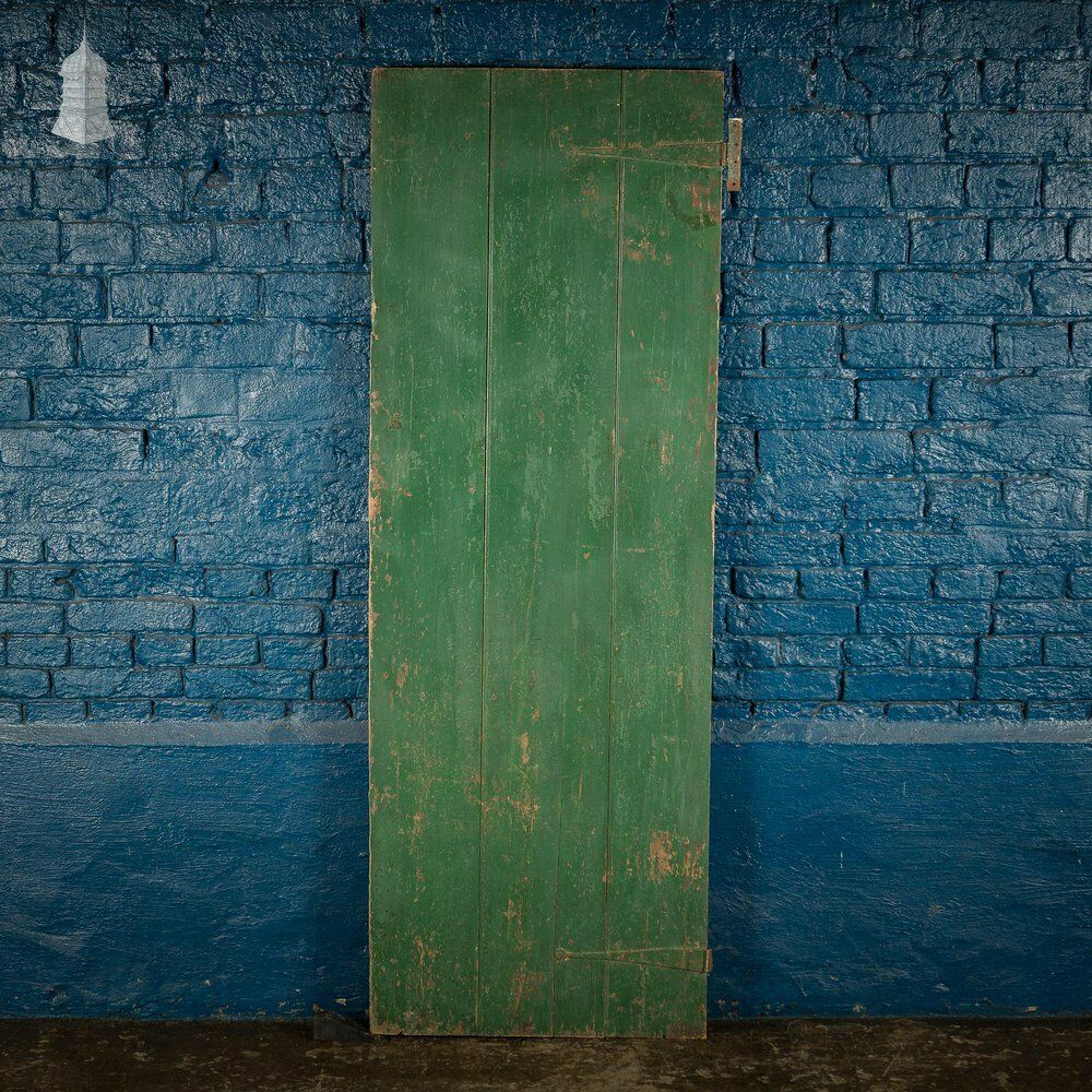 photo vintage Small Georgian Green Painted Ledged And Braced Cottage Door