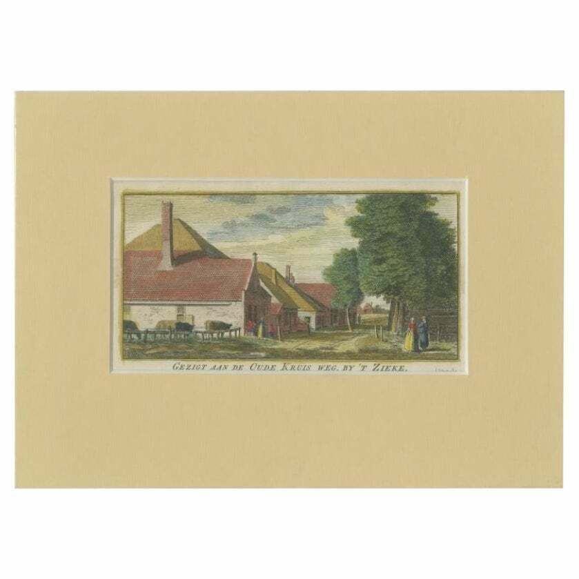 Antique Print Of The 'Oude Kruisweg' Near Haarlem By Van Noorde, 1763