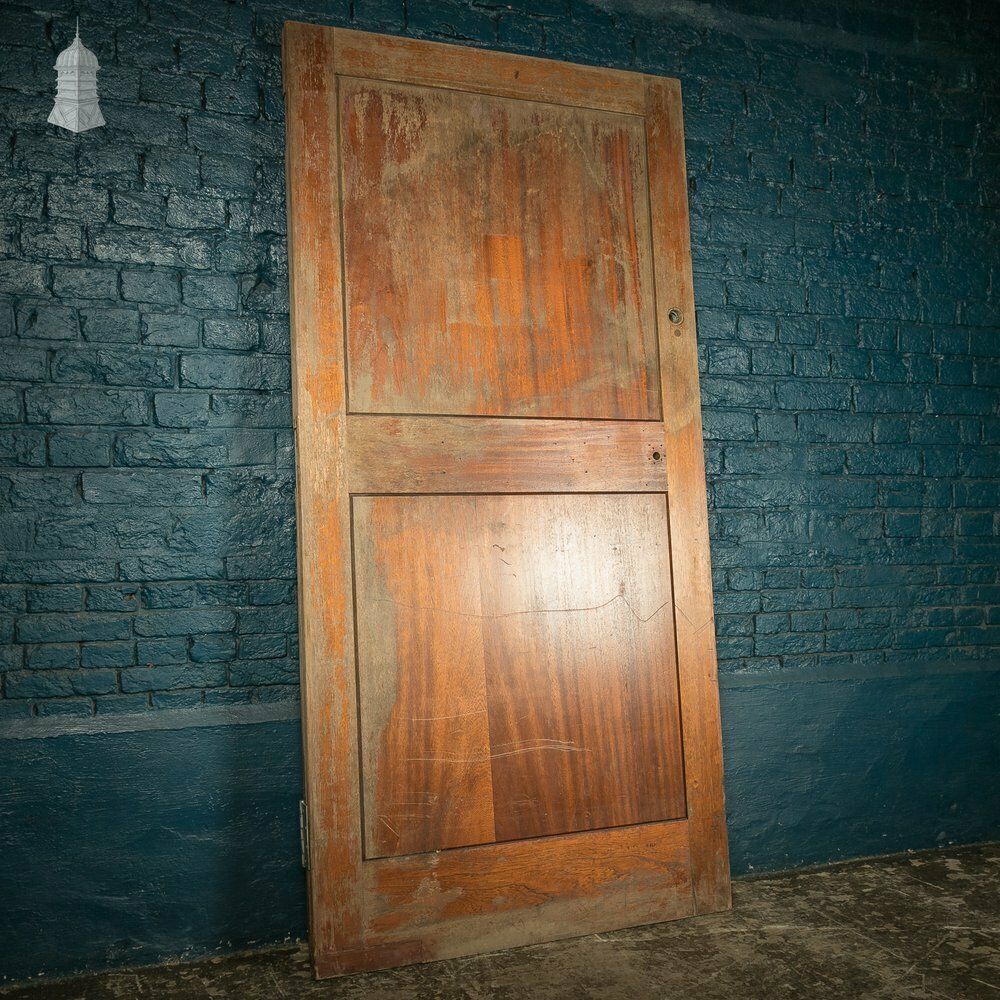 Wide Hardwood Door, Early 20th C Two Panel Mahogany photo 240.0