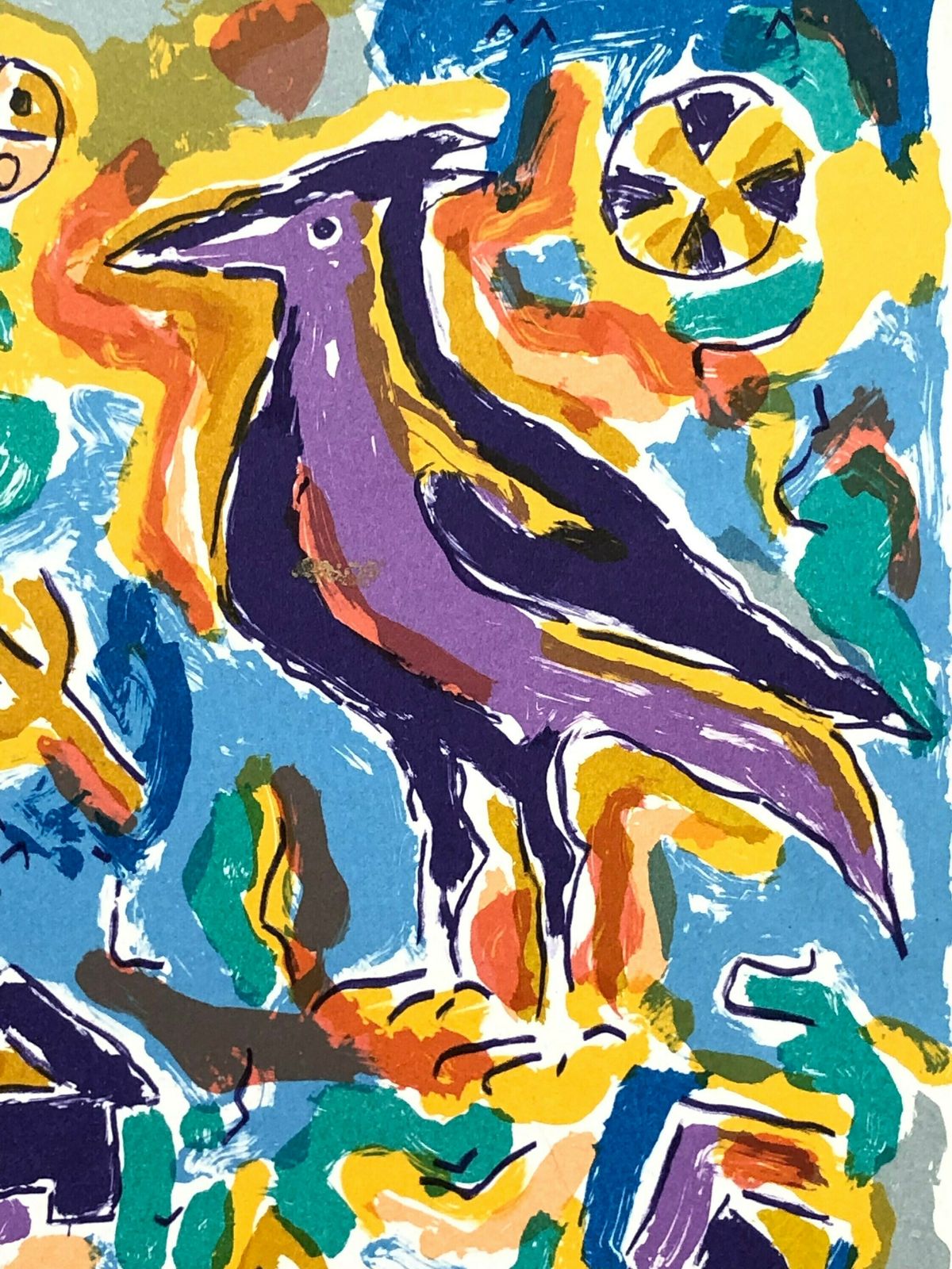 photo for sale Two Original Danish Abstract Lithographs With Animal Motives By Lene Schmidt Petersen (1950 )   Colorful Expressionistic Art From Denmark