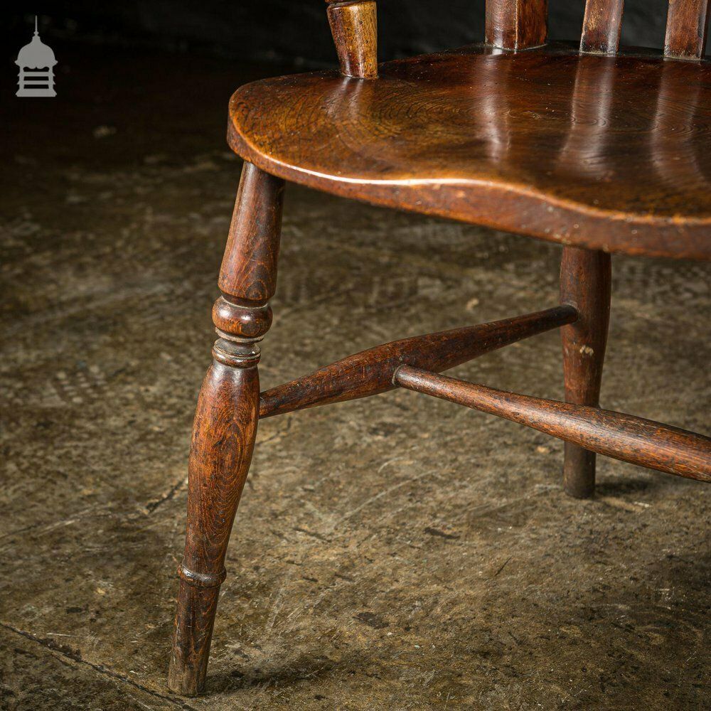 19th C Lath Back Windsor Armchair With H Stretcher And Turned Arm Supports photo Furniture