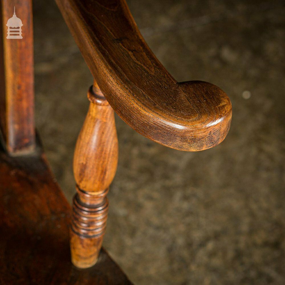 19th C Lath Back Windsor Armchair With H Stretcher And Turned Arm Supports photo 834.0