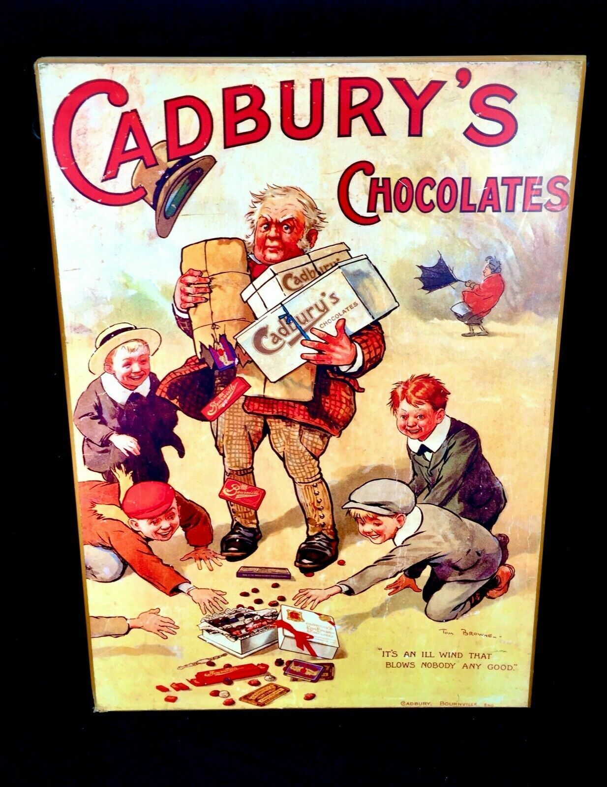 Antique Advertising   Large 70s Cadburys Poster Salvaged From Bournville Factory