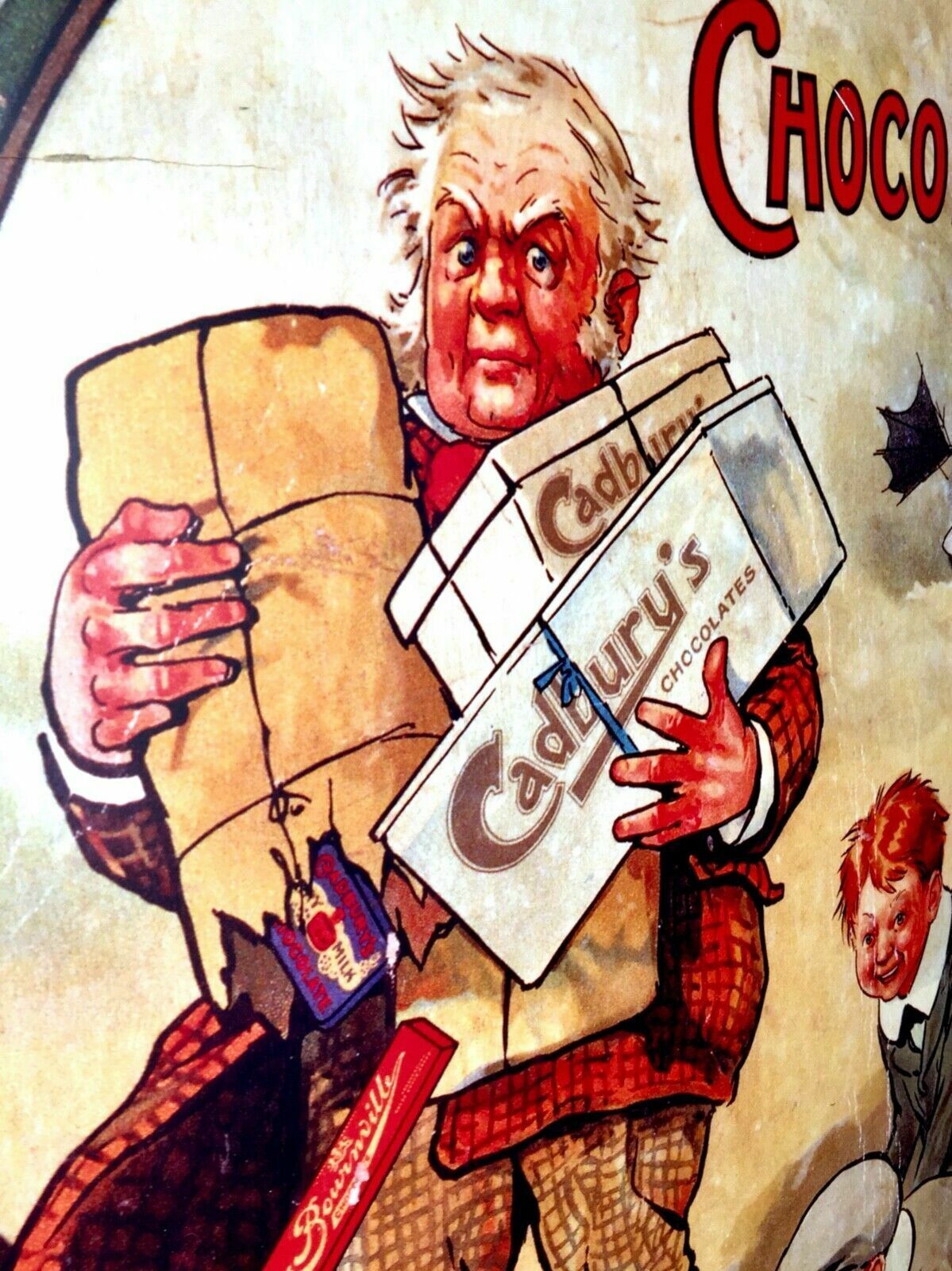 Antique Advertising   Large 70s Cadburys Poster Salvaged From Bournville Factory photo vinterior