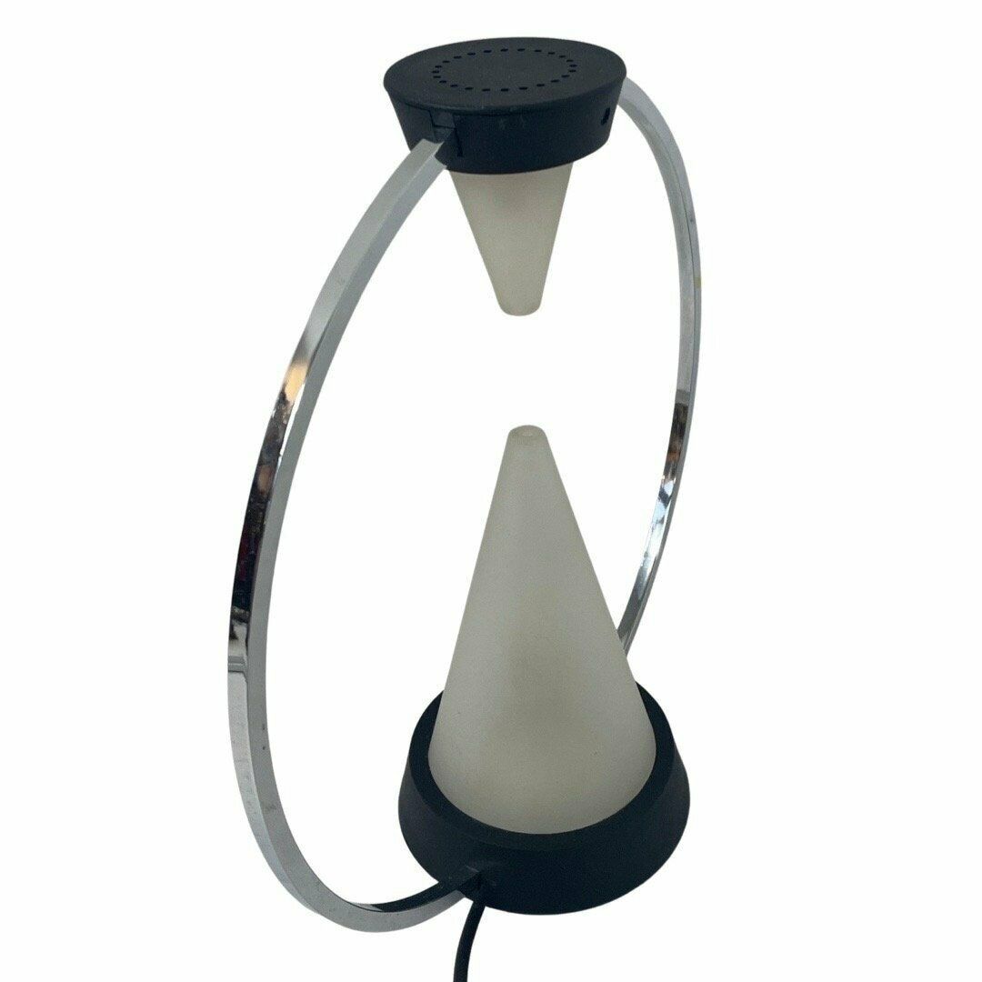 Vintage Memphis Style Desk Lamp   Two Pyramids Inside A Metal Circle photo vinterior