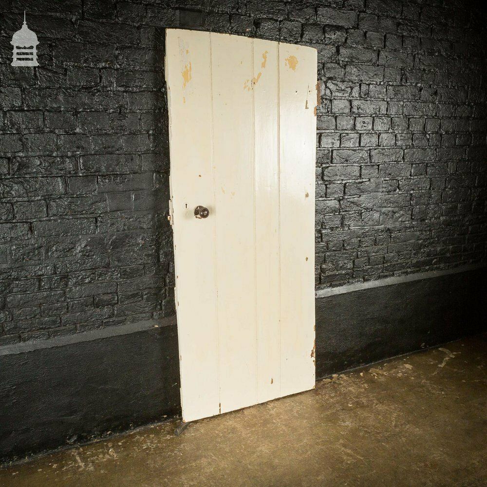 photo for sale Painted 19th C Ledged And Braced Pine Beadboard Internal Cottage Door