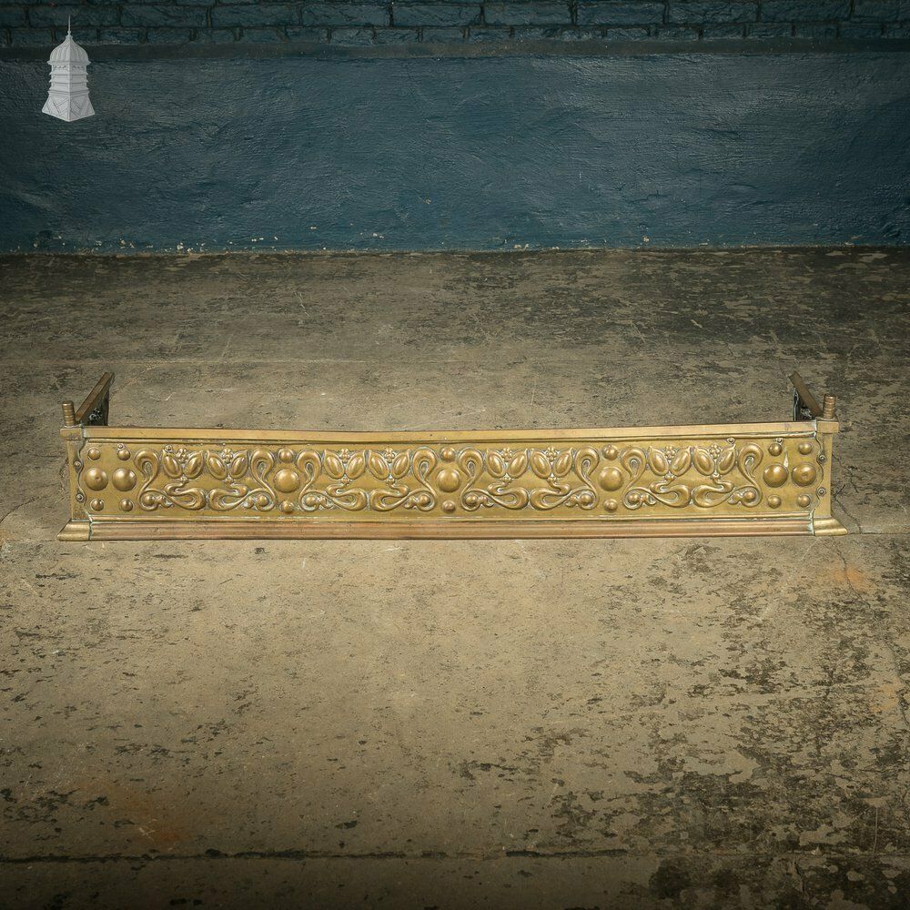 Brass Fireplace Fender, Art Nouveau