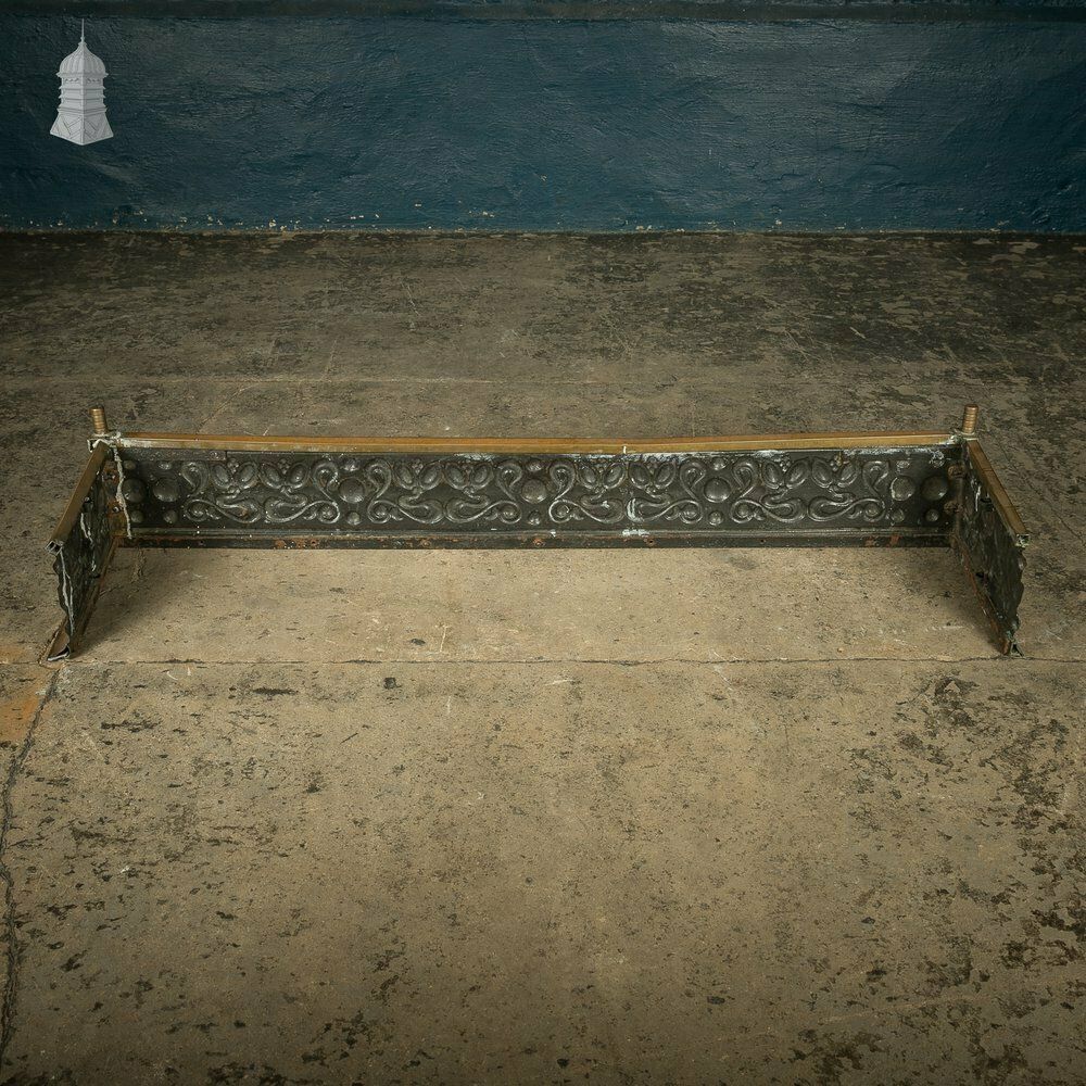 photo for sale Brass Fireplace Fender, Art Nouveau