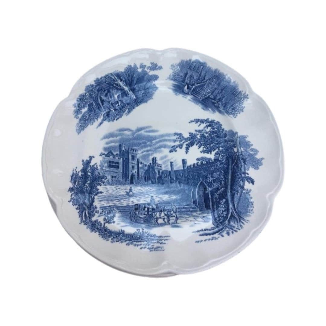 4 Haddon Hall Blue By Johnson Brothers Entrée Plate 8.8" Discontinued China, Replacement Dinnerware White Blue English Engraved Plates photo furniture