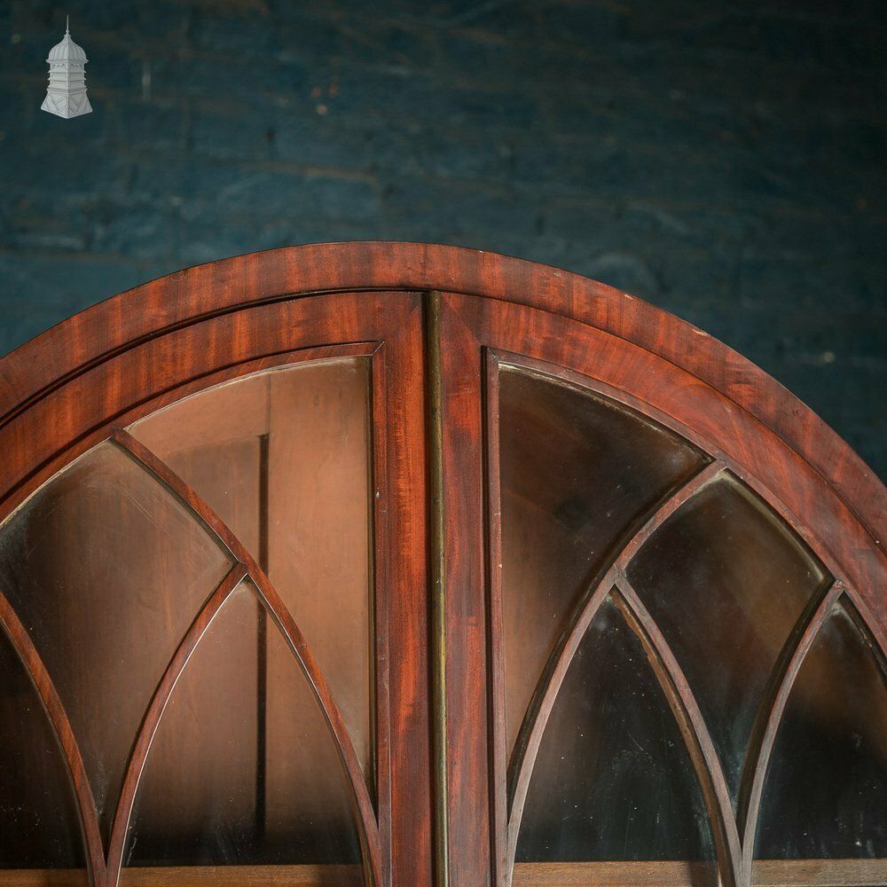 Regency Bookcase Cabinet, Arch Top Mahogany With Astral Glazing photo buy