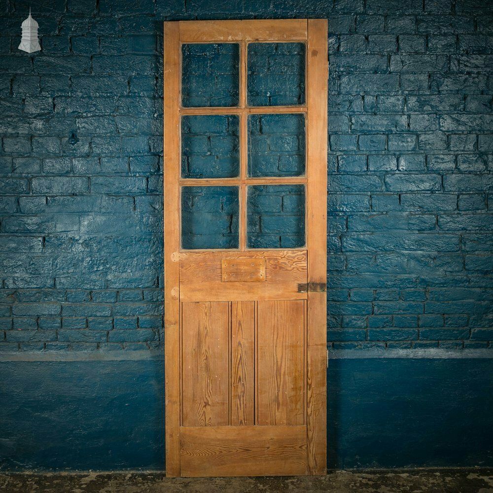 photo furniture Half Glazed Door, 19th C Pitch Pine, 6 Over 2 Panel