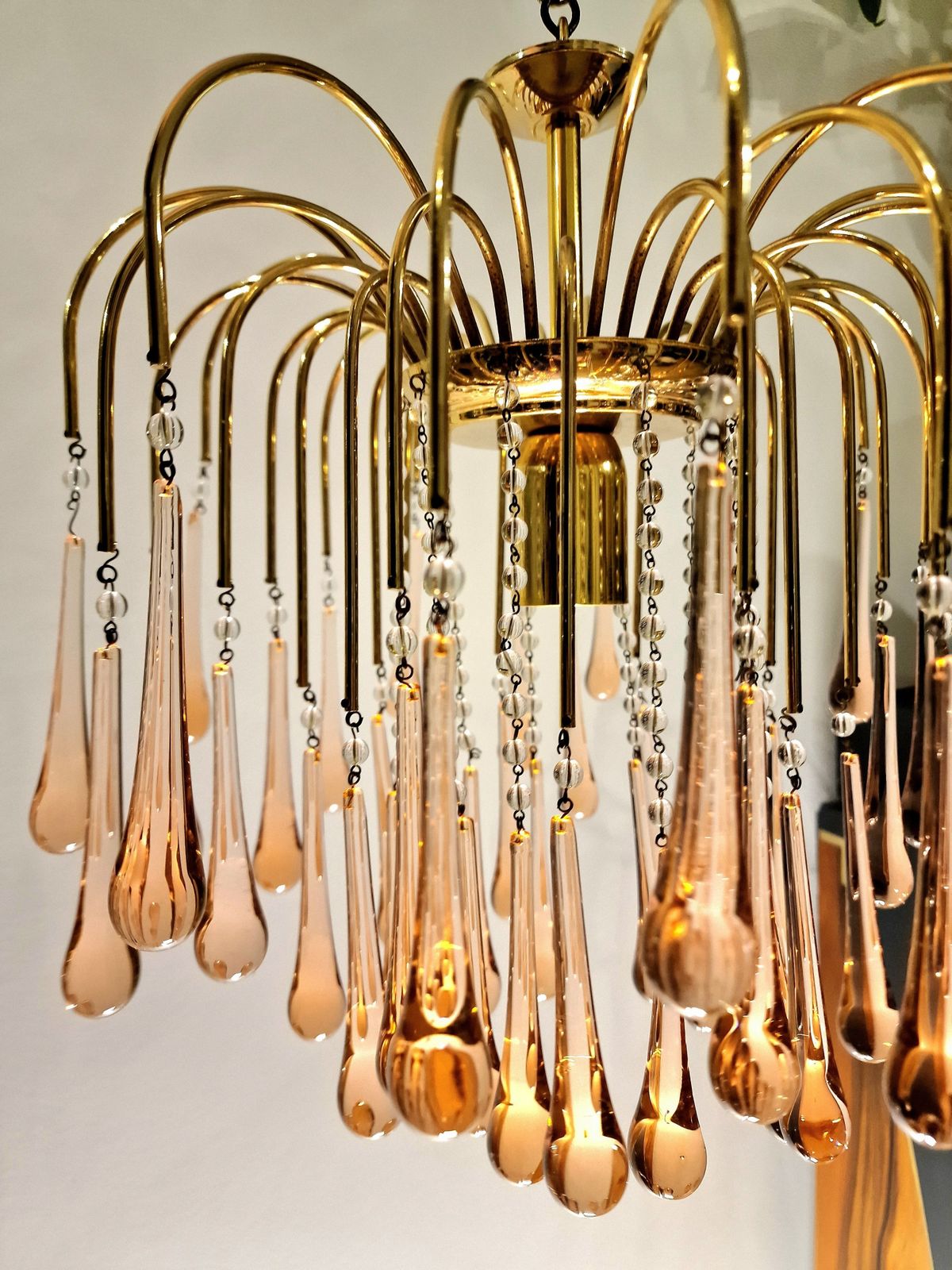 1970s Peach Pink Handmade Murano Glass Paolo Venini Chandelier photo for sale