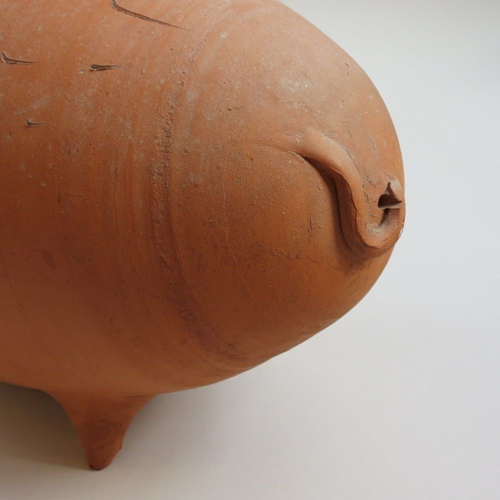 1970s Mid Century Very Large Terracotta Handmade Money Box Pig photo furniture