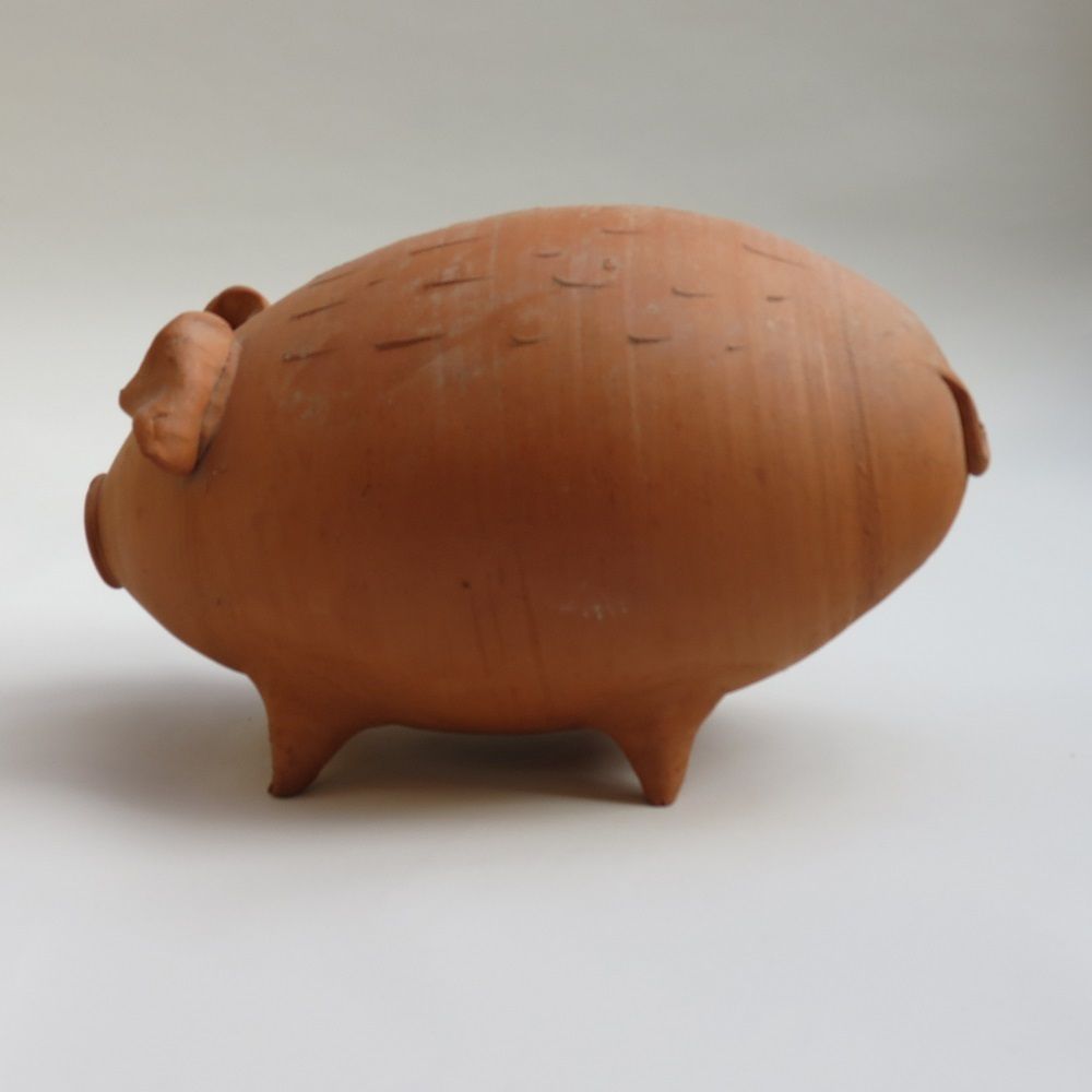 1970s Mid Century Very Large Terracotta Handmade Money Box Pig photo buy