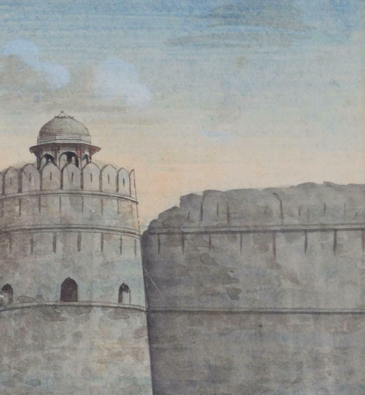 Purana Qila Fort, Delhi, India Stone Wall Gateway Watercolour photo 800.0