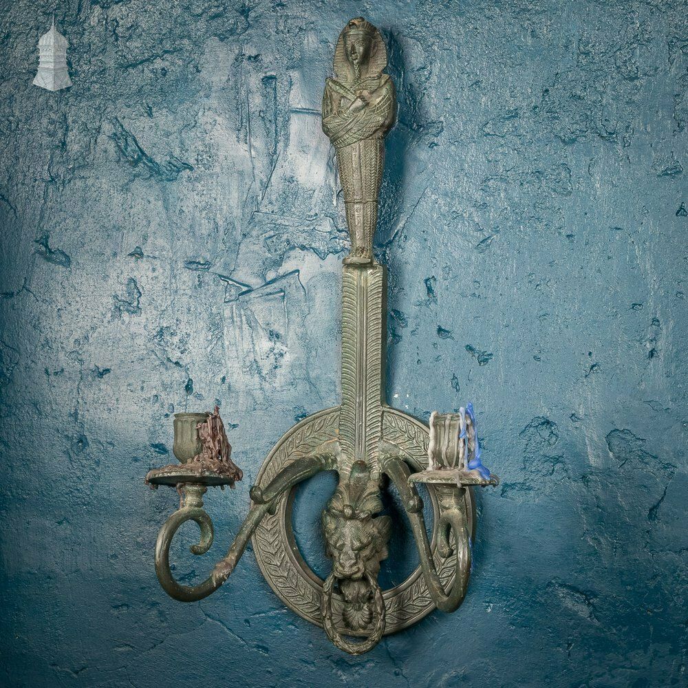 Bronze Georgian Wall Sconce With Egyptian Sarcophagus And Lion Head Details photo furniture