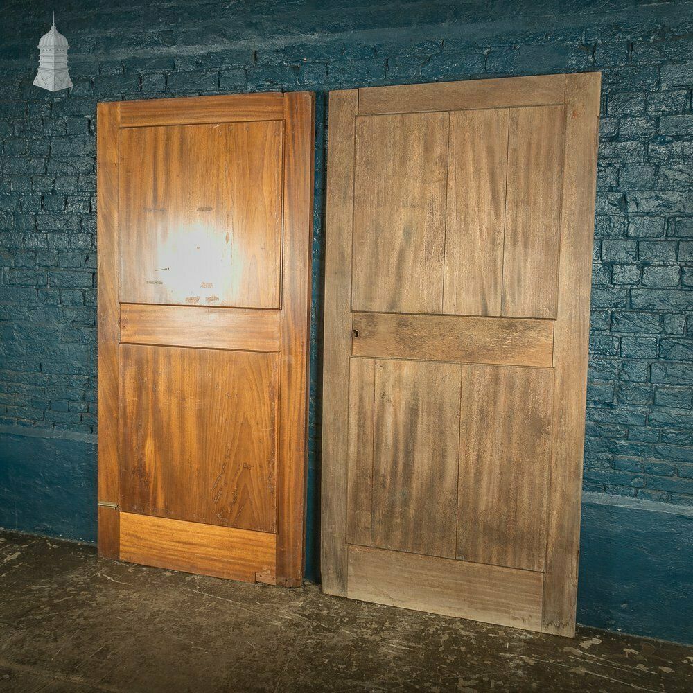 Paneled Mahogany Internal Doors, Set Of 2, Early 20th C photo Home Fixtures